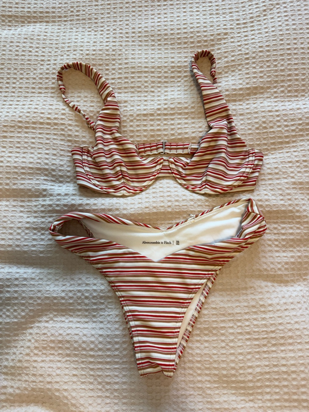 Abercrombie Striped Red & Cream Bikini Set